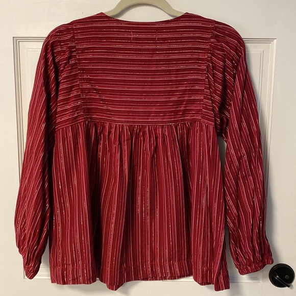 EUC Madewell Swingy Peasant Top w/ Metallic Stripe (Medium) - Picture 3 of 6
